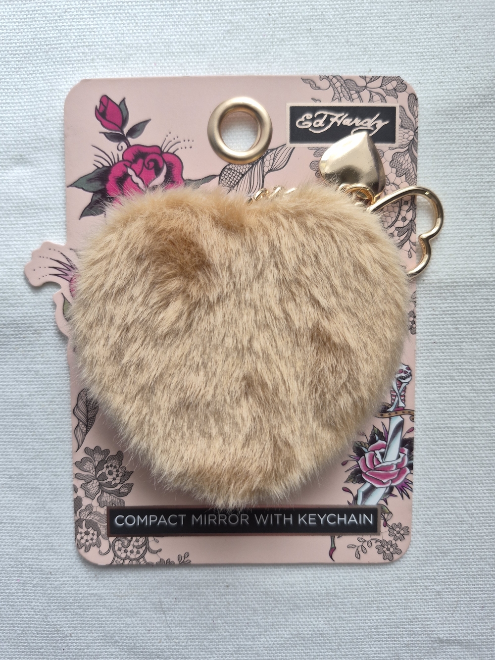 Ed Hardy Faux Fur Heart Compact - Picture 3 of 5